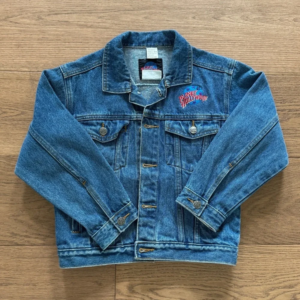 Planet Hollywood Vintage Embroidered Kids Denim Jacket - Youth Size M - Denim - Picture 2 of 8